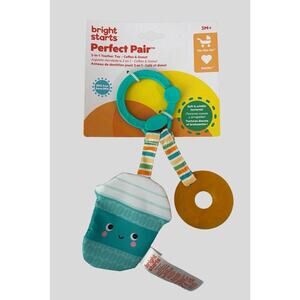 Bright Starts Perfect Pair 2-in-1 Teether Toy Coffee & Donut BPA-Free 3m+